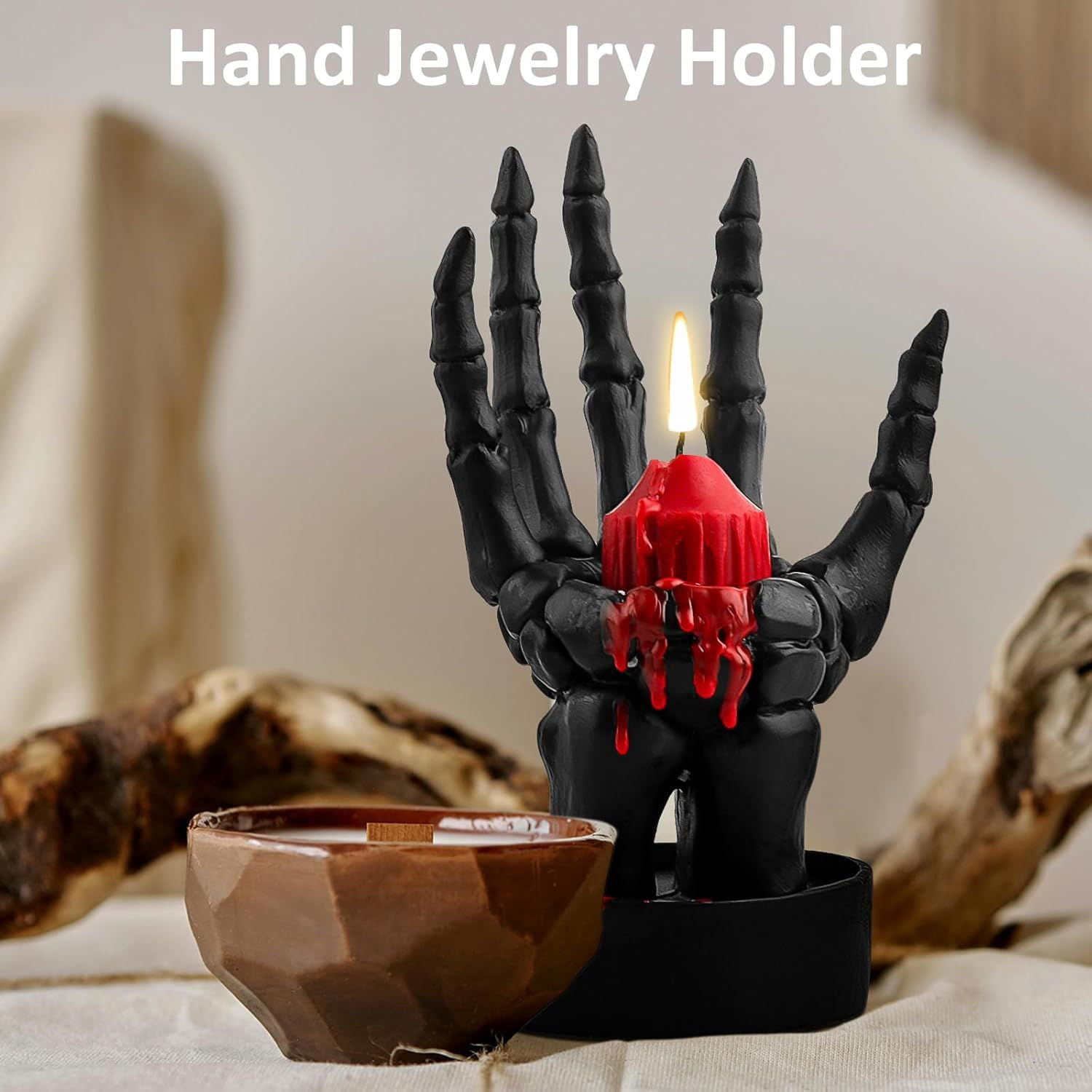 Skeleton Hand Centerpiece with Candle Groove for Gothic Halloween Decor