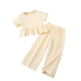 thumbnail image 6 of Yindaity Toddler Girls Summer Clothes Baby baby-girls Short Sleeve Top and Leggings Set, Organic Cotton(Beige,3-4 Years), 6 of 6