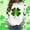 A488 Green, variant on St. Patrick's Day Graphic Pullover for Women Glitter Four Leaf Clover Print Crewneck Long Sleeve Loose Fit Festive Holiday Celebration Sweatshirt
