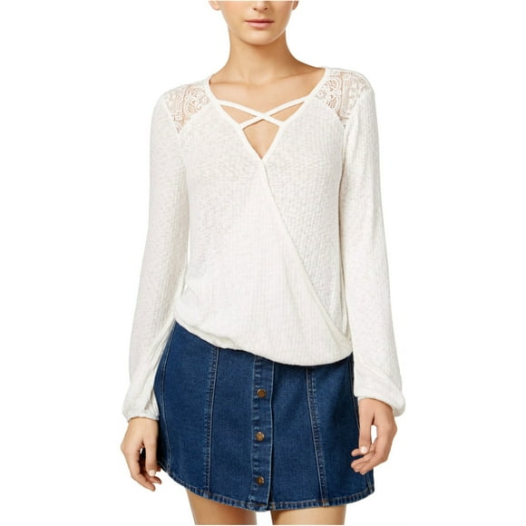 Blusa de Malla American Rag con Sobrepelliz para Mujer Blanco XX-Large