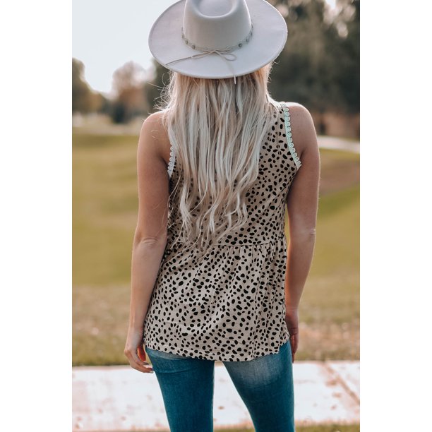 ABPHQTO Camiseta sin mangas de rayas de leopardo para mujer