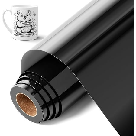 Black Permanent Vinyl - 12" x11FT Black Adhesive Vinyl Roll for All Cutting Machine, Permanent Outdoor Vinyl for Decor Sticker, Car Decal, Scrapbooking, Signs, Glossy & Waterproof