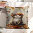 thumbnail image 6 of Cute cat flowers butterflieslinen toss pillowcase decoration pillowcase gifting preferred 18x18 inch cushion cover sofa pillowcase sofa bedroom living room car, 6 of 8
