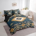 thumbnail image 4 of Manfei Boho Western Aztec 7-Piece Twin Bedding Sets for Adult, Teal Triangle Abstract Bedding Comforter Set, Rustic Farmhouse Reversible Sheet Sets, Breathable Home Decor, 4 of 8
