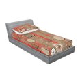 thumbnail image 2 of Ambesonne Flower Fitted Sheet & Pillow Sham Set, Vintage Style Botany Art, Twin, Salmon Umber, 2 of 2