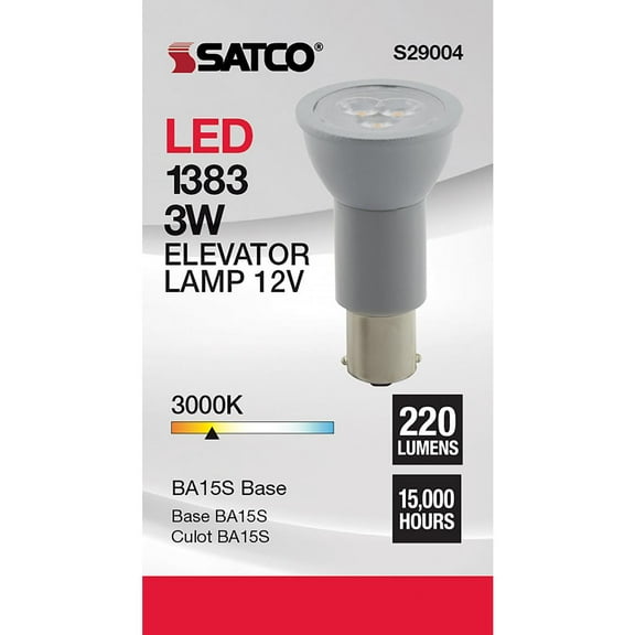 Satco LED 3W Warm White R12 Light Bulbs, 12V, Bayonet Single Contact Base, 12 Pack