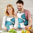 thumbnail image 5 of White Blue Butterfly Pattern Apron-Garden Aprons for Women with Pockets-Cotton Linen Waterproof Kitchen Cooking Gardening Aprons Adjustable for Kitchen,Cooking,BBQ and Salon 33x27 Inch, 5 of 7