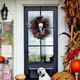 thumbnail image 6 of Halloween Skull Wreath for Front Door, Halloween Red Rose Skull Mesh Garland Door Hanging, Gothic Garland Creepy Decor for Home, 6 of 9