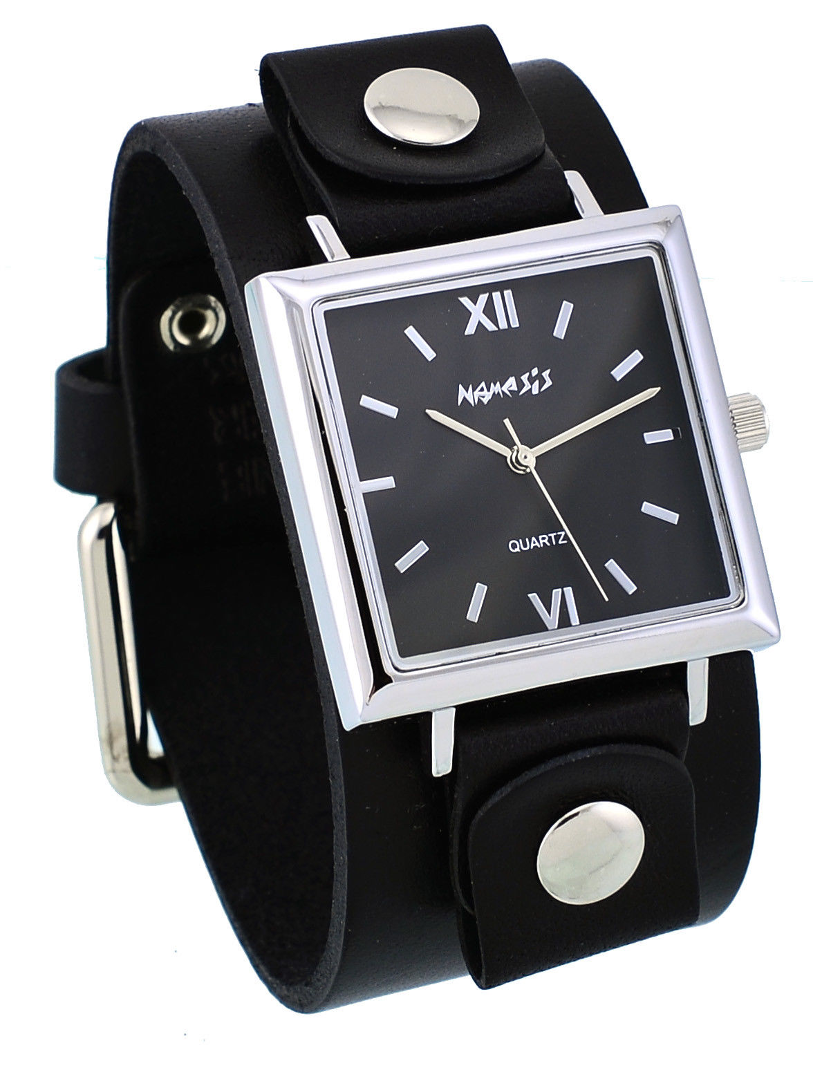 Nemesis GB225K Women's Conservative Collection Square Wide Leather Band