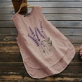 thumbnail image 2 of USSUMA T-Shirts for Women Trendy Embroidered Graphic Women's Shirts and Blouses Sleeveless Women Tops Dressy Casual Summer Loose Cotton Linen Tank Top Round Neck Plus Tunics Beach, 2 of 8