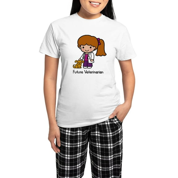 CafePress - Future Veterinarian Girl Women's Light Pajamas - Women's Short Sleeve Print T-Shirt and Pants Light Cotton Pajama Set