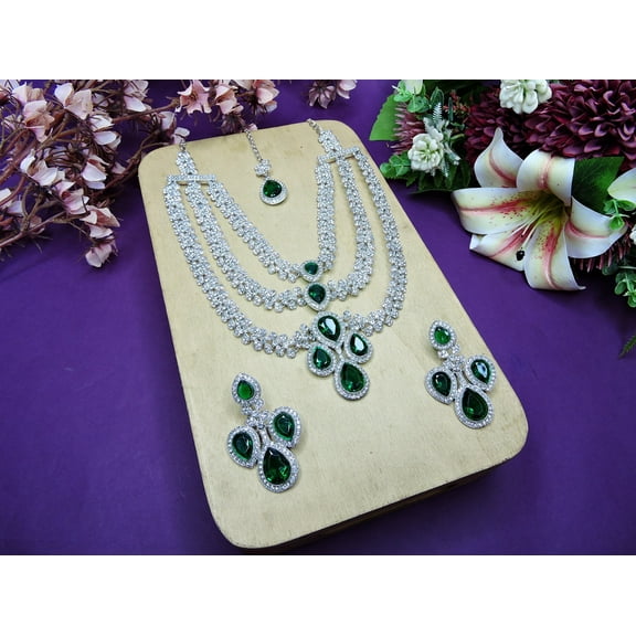 Parshwa Creations Exquisite Indian Bollywood Wedding & Bridal Wear Silver Plated Women's Kundan Jewelry Choker Necklace Set