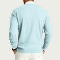 thumbnail image 4 of Domuza Mens Crew Neck Sweaters Long Sleeve Ribbed Textured Knitt Sweaters Fall Winter Warm Stylish Classic Fit Plain Pullover Top Light Blue 2XL, 4 of 6