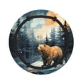 thumbnail image 3 of Bear Moose Rustic Wood 2-in-1 Foldable Picnic Blanket Tote Bag Shoulder Handbag, Large Circular Outdoor Mat for Beach Camping Park, 3 of 5