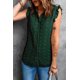 thumbnail image 2 of ABPHQTO Camiseta sin mangas de lunares con volantes y cuello vuelto verde para mujer, 2 of 5