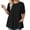 Black, variant on YUEHUA Women's Plus Size Linen Blend Tunic Top, Round Neck Short Sleeve with Side Pockets, Loose Fit Casual Blouse