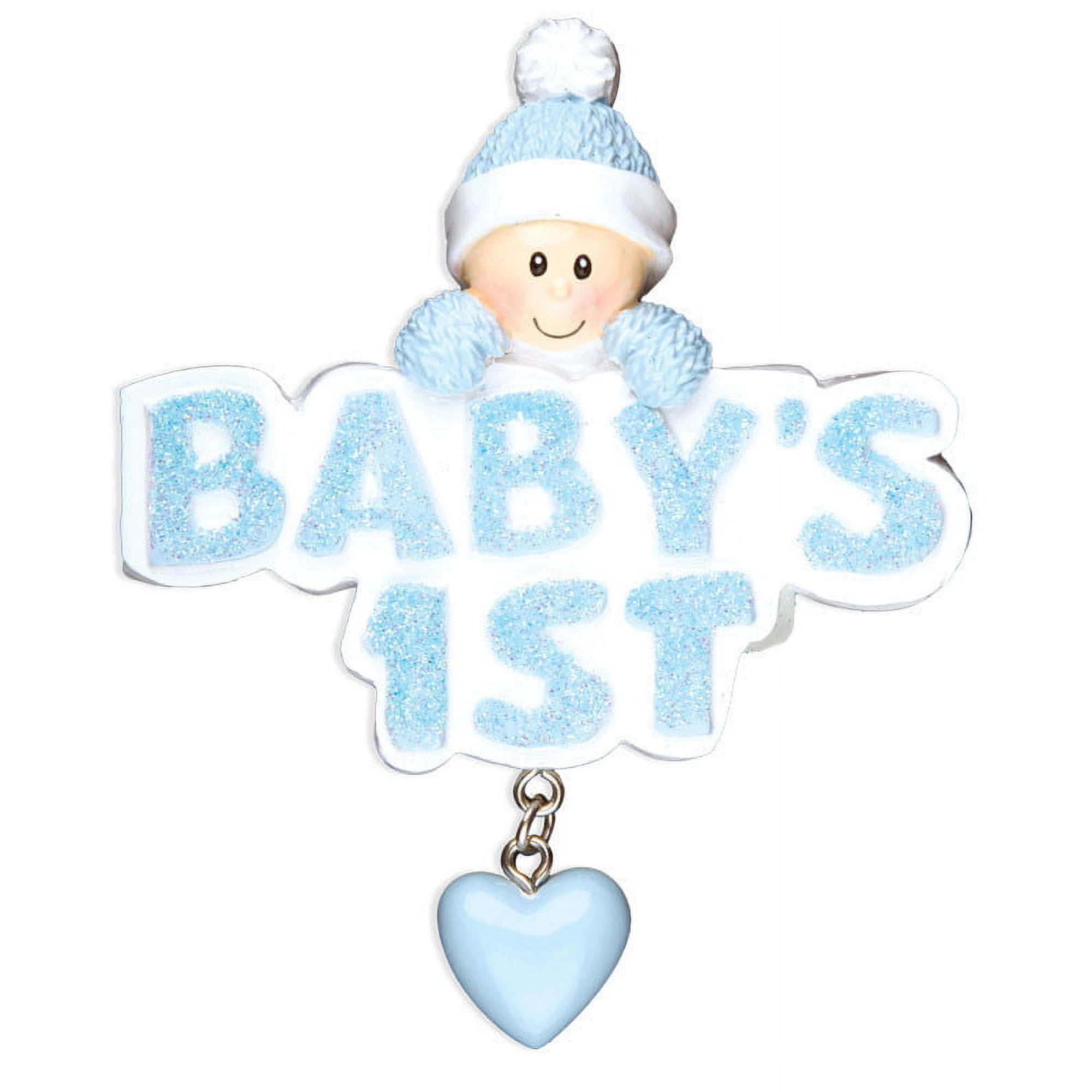 Baby's 1st Boy in blue cap Personalized Christmas Ornament DO-IT-YOURSELF