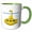 Green/White, variant on 3drose, Funny Submarine of Yellow Color Under the Sea. Blue Waves, Bubbles, 15oz Two-tone Red Mug