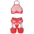 thumbnail image 5 of Gibobby Conjuntos de bragas de encaje Lencería sexy para mujer, camisón de encaje con camisola de encaje para mujer lencería(Rojo, CH), 5 of 5
