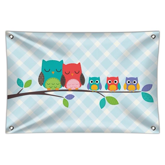Cute Colorful Owl Family Home Business Office Sign