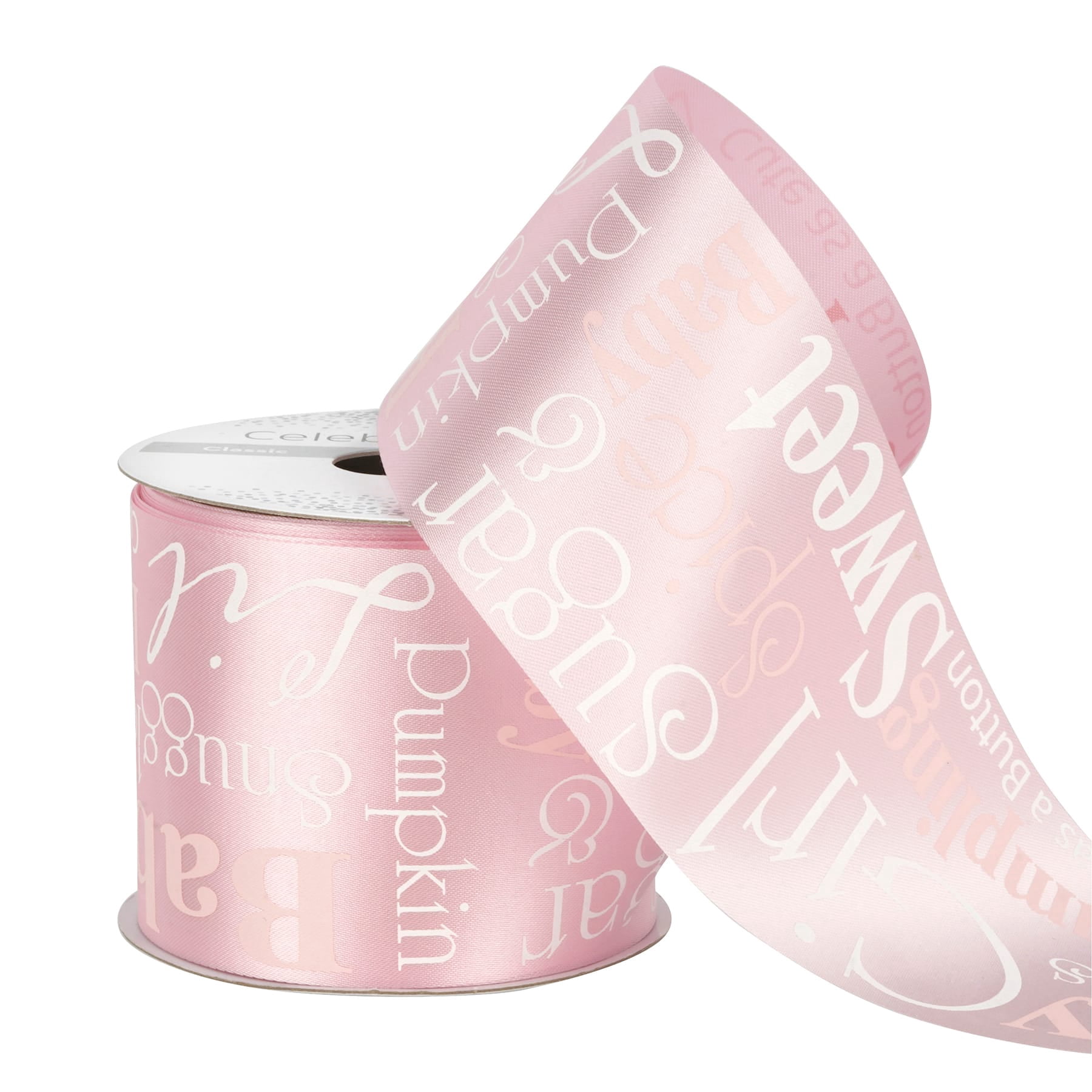 2.5" x 5yd. It's a Girl Satin Ribbon by Celebrate It – Pink - Non-Wired with Woven Selvedge - Polyester – Ideal for Baby Showers - Gift Wrapping & Decor - 12 Pack