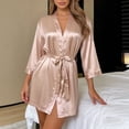 thumbnail image 2 of Gaexia Women's Kimono Robe Short Satin Bath Robe Elegant Wedding Party Satin Kimono Robe for Bridesmaids and Bride with Embroidered Detailing, 2 of 7