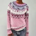 thumbnail image 1 of Isle Sweater Top Cozy Cute Crew Neck Boho Pattern Pullover Merino Wool Seamless Sweater Basic Sweater Tops Soft Warm Cozy Loose Pullover Long Sleeve Lightweight Knit Cable Knit Pink 5XL, 1 of 4