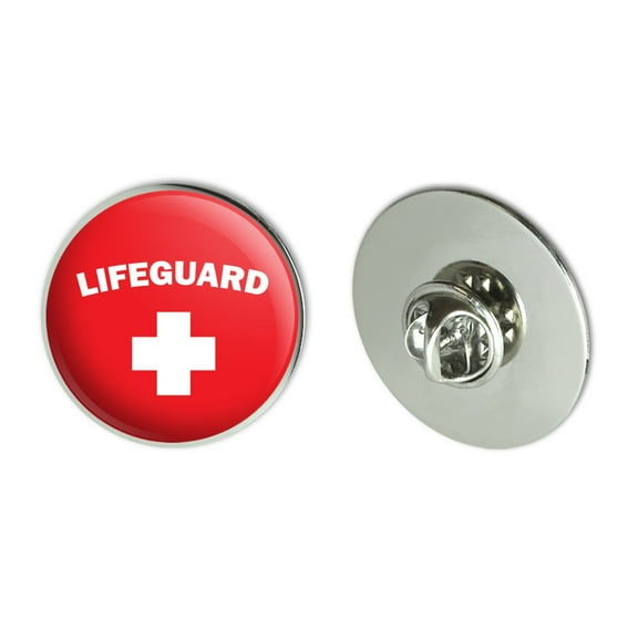 Lifeguard Red and White Metal 1.1" Tie Tack Hat Lapel Pin Pinback