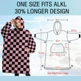 thumbnail image 4 of Oversized Wearable Blanket Hoodie,Black and Pink Checkerboard Pattern Sherpa Blanket Hoodie with Super Pockets,Super Warm Fuzzy Pullover for Women & Men, 4 of 6