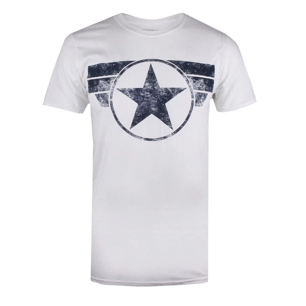 Captain America - Camiseta Logotipo para Hombre (Blanco)