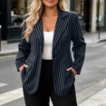 thumbnail image 4 of Purcolt Women's Stripes Blazer Dressy Casual Notched Lapel One Button Long Sleeve Boyfriend Jackets Suit Comfort Slim Fit Business Work Office Outerwear, 4 of 9