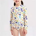 thumbnail image 6 of Bovxnpu Girls One Piece Swimsuit Girls Long Sleeve Crew Neck Sun Protection Graphic 1 Piece Swimwear (Baby & Toddler), 6 of 9