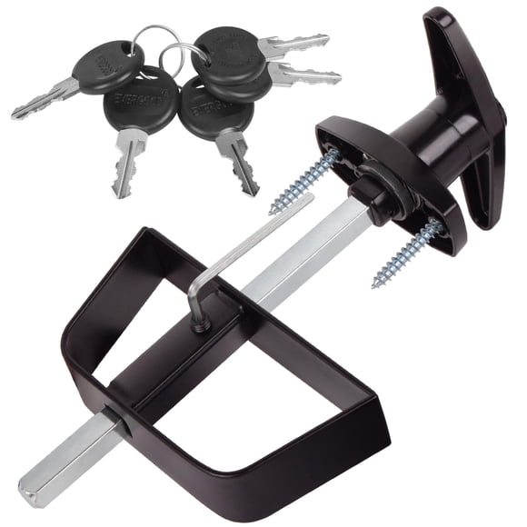 Kit de cierre con manija en T Latch BTEOBFY para puerta de cobertizo con 5 llaves, color negro