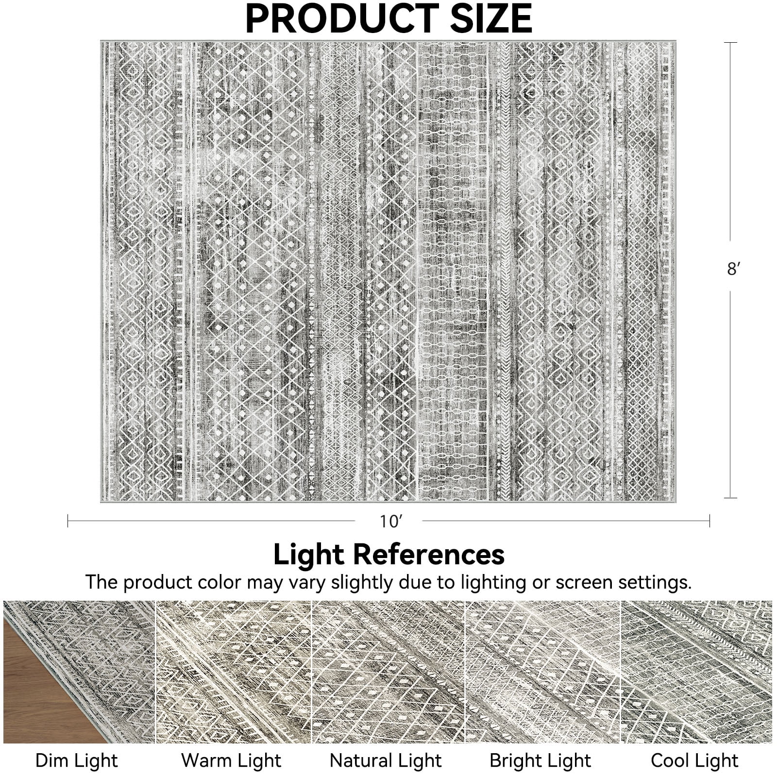 CHITOOMA 8'x10' Area Rugs for Living Room, Washable Rugs Print Pattern Boho Soft Geometric Bohemian Carpet Indoor Rug for Bedroom Dining Room Office Nonslip Foldable Rug