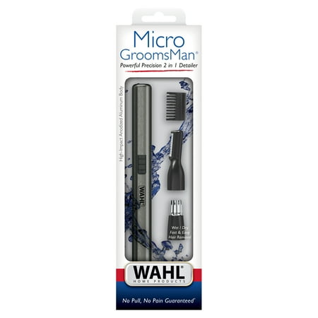 Wahl Micro Groomsman AAA 2-in-1 Detail Trimmer for Men, Satin Nickel-Black, #5640-600