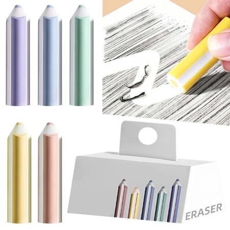 NANDIYNZHI Erasers 5 Pcs Durable Pencil Shaped Erasers with Different Colors Cute Erasers Pencil Erasers Erasers Bulk Classroom Prizes Classroom Supplies for Teachers Office Supplies Style A