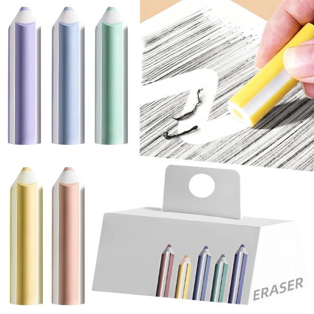 5 Pcs Gommes Mignonnes en Forme de Crayon, Ensemble de Gommes Sans Résidu pour Studonts, Gommes à Crayon