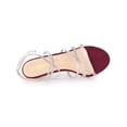 thumbnail image 4 of BLISSFUL STEP Women's Rhiness Strappy Stiletto Heels Sandals Burgundy 9, 4 of 7