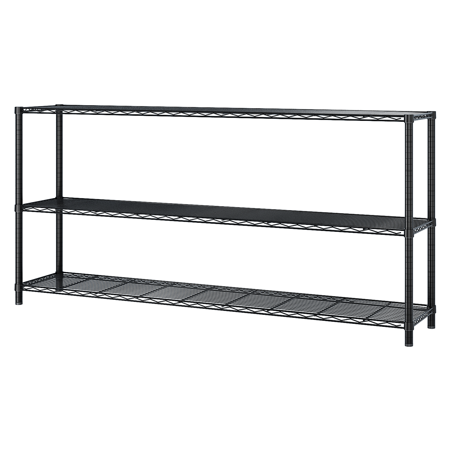 6-Tier Modular Adjustable Storage Shelving Unit Black Powder-Coated Iron Heavy Duty Rack with Locking Casters & Leveling Feet for Warehouse Garage Retail Home