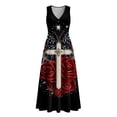 thumbnail image 5 of VBVC Women's Floral V-Neck Sleeveless Maxi Dress,Button Detail Loose Flowy Dress For Women,Ladies' Casual Patriotic Summer Sundress with Pockets,Multicolor,S-3XL, 5 of 8