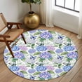 thumbnail image 2 of Round Rug 7Ft Washable Non-Slip, Purple Hydrangea Circle Area Rugs for Living Room Bedroom, Spring Floral Elegant Pastoral Butterflies Indoor Floor Mats Carpet Runner for Home Decor Aesthetic, 2 of 8