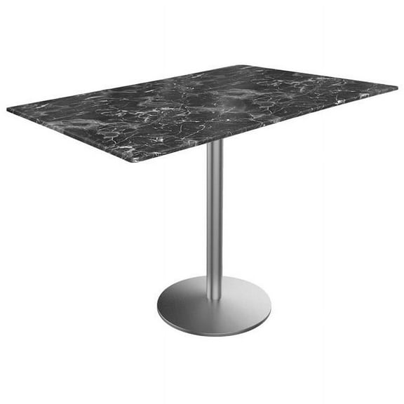 Holland Bar Stool  42 in. Tall Indoor & Outdoor All-Season Table with 32 x 48 in. Black Marble Top