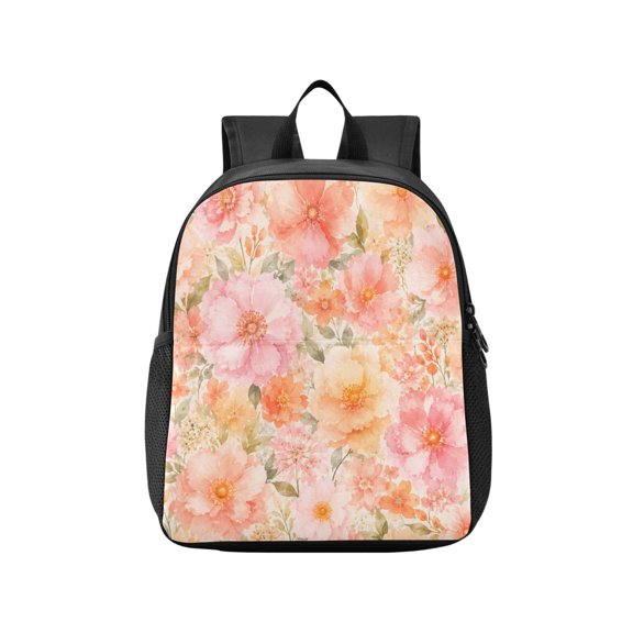 Toddler Backpack Soft Peach Peony Floral Print Waterproof Lightweight Backpack Casual Mini Daypack for Daycare & Travel