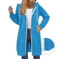 thumbnail image 4 of Long Hoodies for Women Fashion 2026 Full Zip Up Oversized Fleece Lightweight Casual Fall Jacket Coat with Pocket, 4 of 8