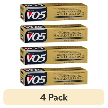(4 pack) Alberto VO5 Conditioning Hairdressing for Normal and Dry Hair 1.5 Oz | Hair Conditioner for Dry Hair | Alcohol and Sulfate Free Hair Conditioner | Moisturizing Conditioner | Split End Repair