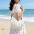 thumbnail image 1 of Bolso de mano con cadena de perlas | Bolso de hombro de ganchillo para mujer | Bolso cruzado versátil | Bolso de noche bohemio | Asa de cuero hecha a mano | Ligero para uso diario, 1 of 6