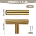 thumbnail image 3 of Uxcell 2-Pack Cabinet Pulls Knobs, 2" Modern Stainless Steel T Bar Knobs Single Hole Handles [Gold], 3 of 6