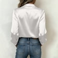 thumbnail image 6 of ChaoHeng Women's Loose Fit Cotton Long Sleeve Shirts Cowl Drape Neck Relaxed Casual Transitional Top White XXL, 6 of 9