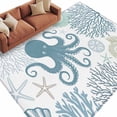 thumbnail image 2 of Blue Octopus Coastal Area Rug 6x9 FT, Non Slip Living Room Throw Carpet, Summer Beach Nautical Coral Washable Soft Large Floor Carpet Non-Shedding Rug for Bedroom Dining Room Play Room, 2 of 9