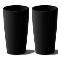 Set of 2 Round Tall Planters 22 Inch, Large Planter for Indoor Outdoor Plants, Modern Flower Pot Containers Large Decorative Tree Planter, Black
